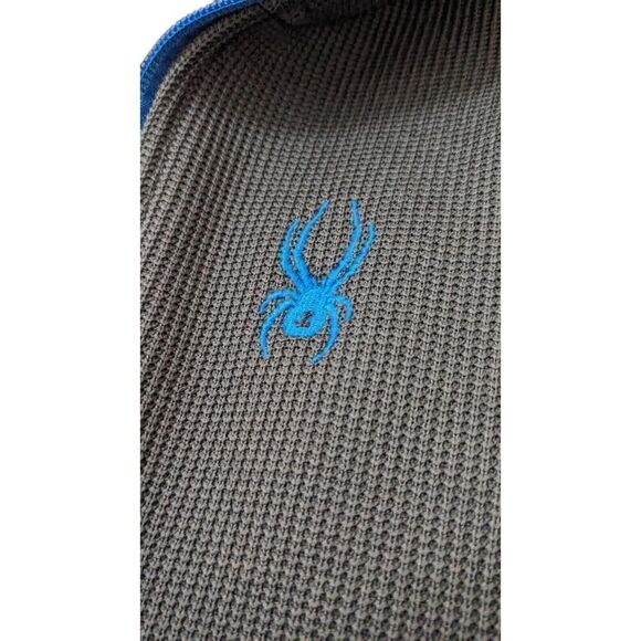 Spyder Sweater Jacket Medium Gray Black Outbound Blue Logo Quarter Zip - Picture 2 of 10